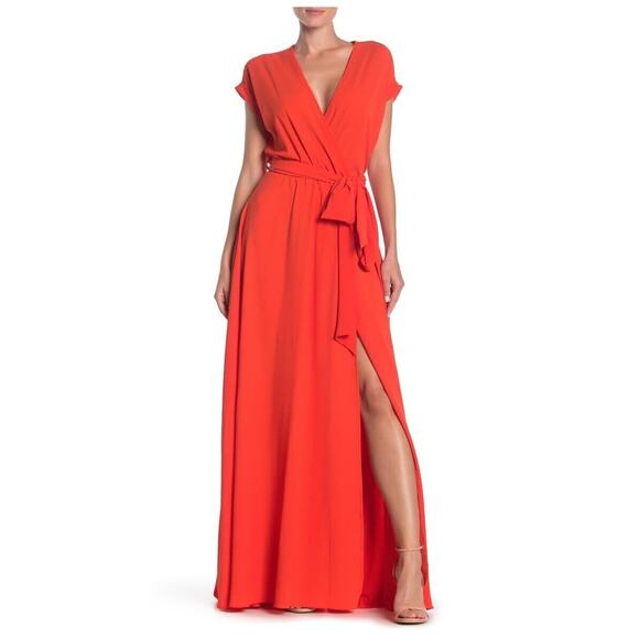 Meghan La NWOT Jasmine Wrap Maxi Red Dress Size XL - Picture 1 of 6